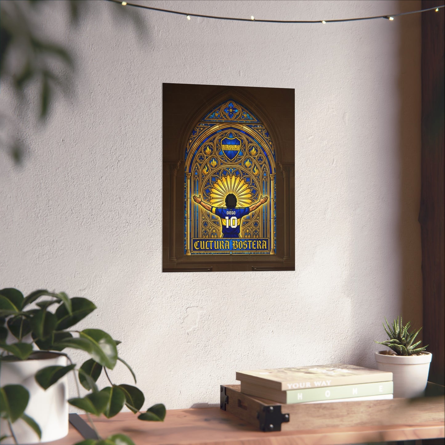 Boca Juniors 'Cultura Xeneize' Fine Art Poster — Diego #10 Stadium Stained-Glass Print