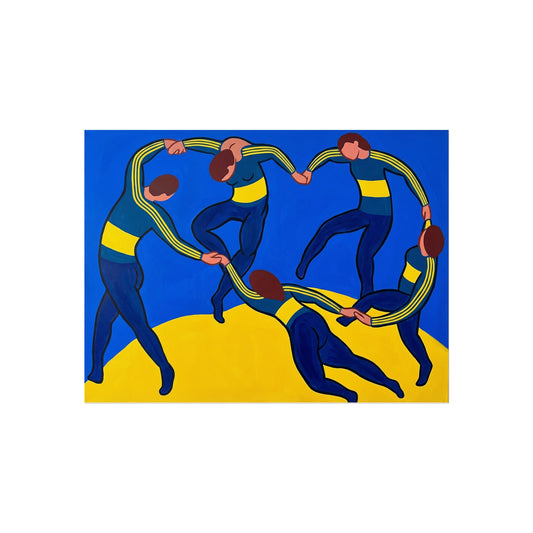 Fine Art Poster — Blue & Yellow Dancing Figures Print