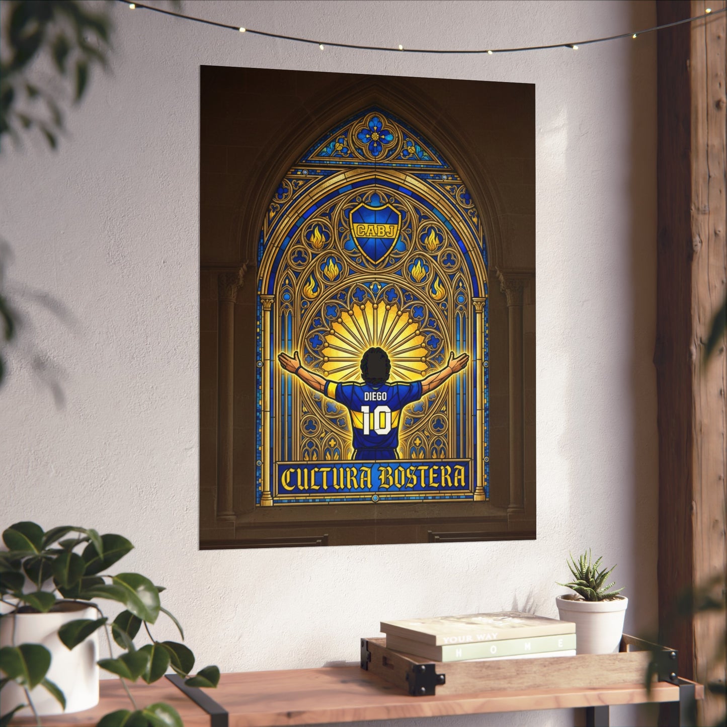 Boca Juniors 'Cultura Xeneize' Fine Art Poster — Diego #10 Stadium Stained-Glass Print