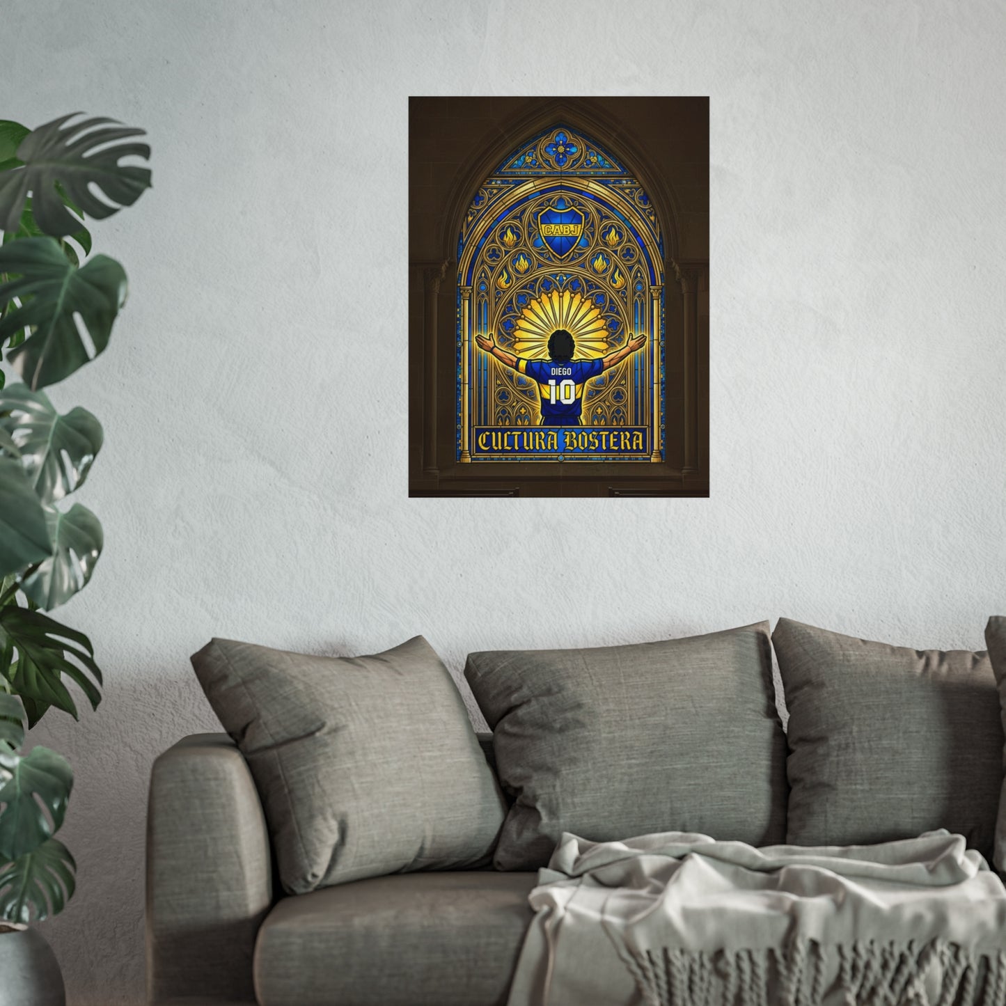 Boca Juniors 'Cultura Xeneize' Fine Art Poster — Diego #10 Stadium Stained-Glass Print