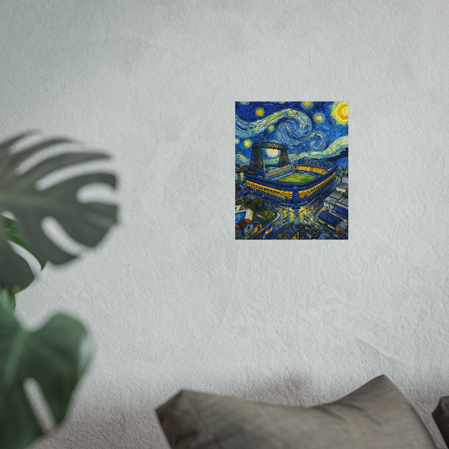 Stadium Starry Night Bombonera— Van Gogh Style Soccer Stadium Fine Art Print
