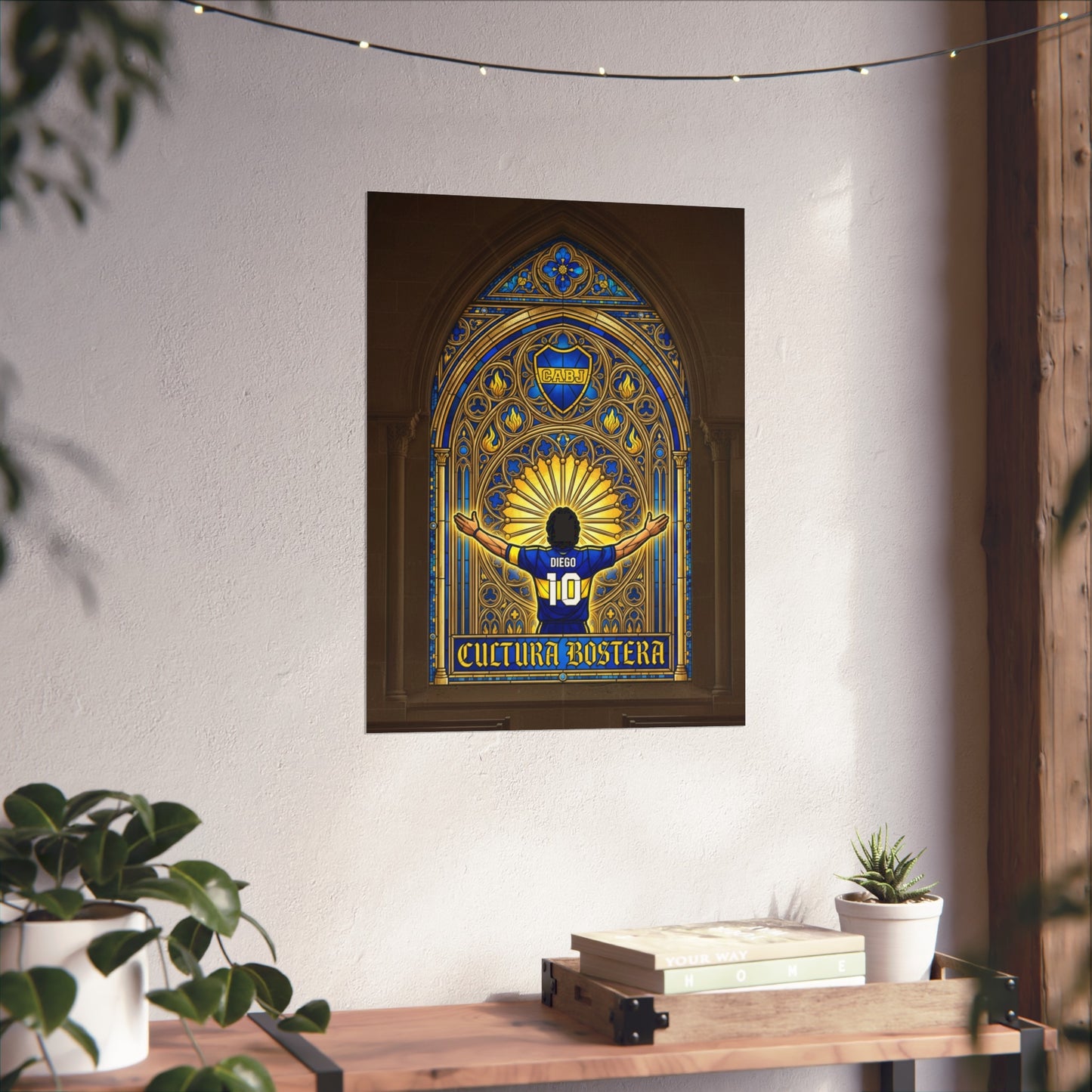 Boca Juniors 'Cultura Xeneize' Fine Art Poster — Diego #10 Stadium Stained-Glass Print