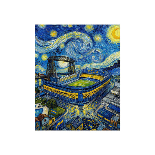 Stadium Starry Night Bombonera— Van Gogh Style Soccer Stadium Fine Art Print