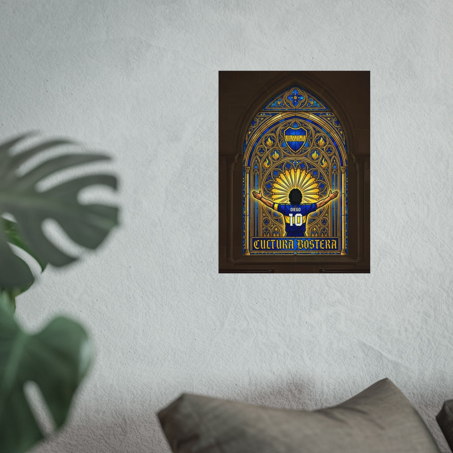 Boca Juniors 'Cultura Xeneize' Fine Art Poster — Diego #10 Stadium Stained-Glass Print